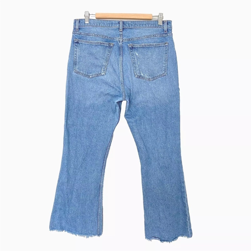 Reformation Cropped Flood Jeans Distressed Raw Hem in Olympic Wash Sz 30 - Picture 5 of 16